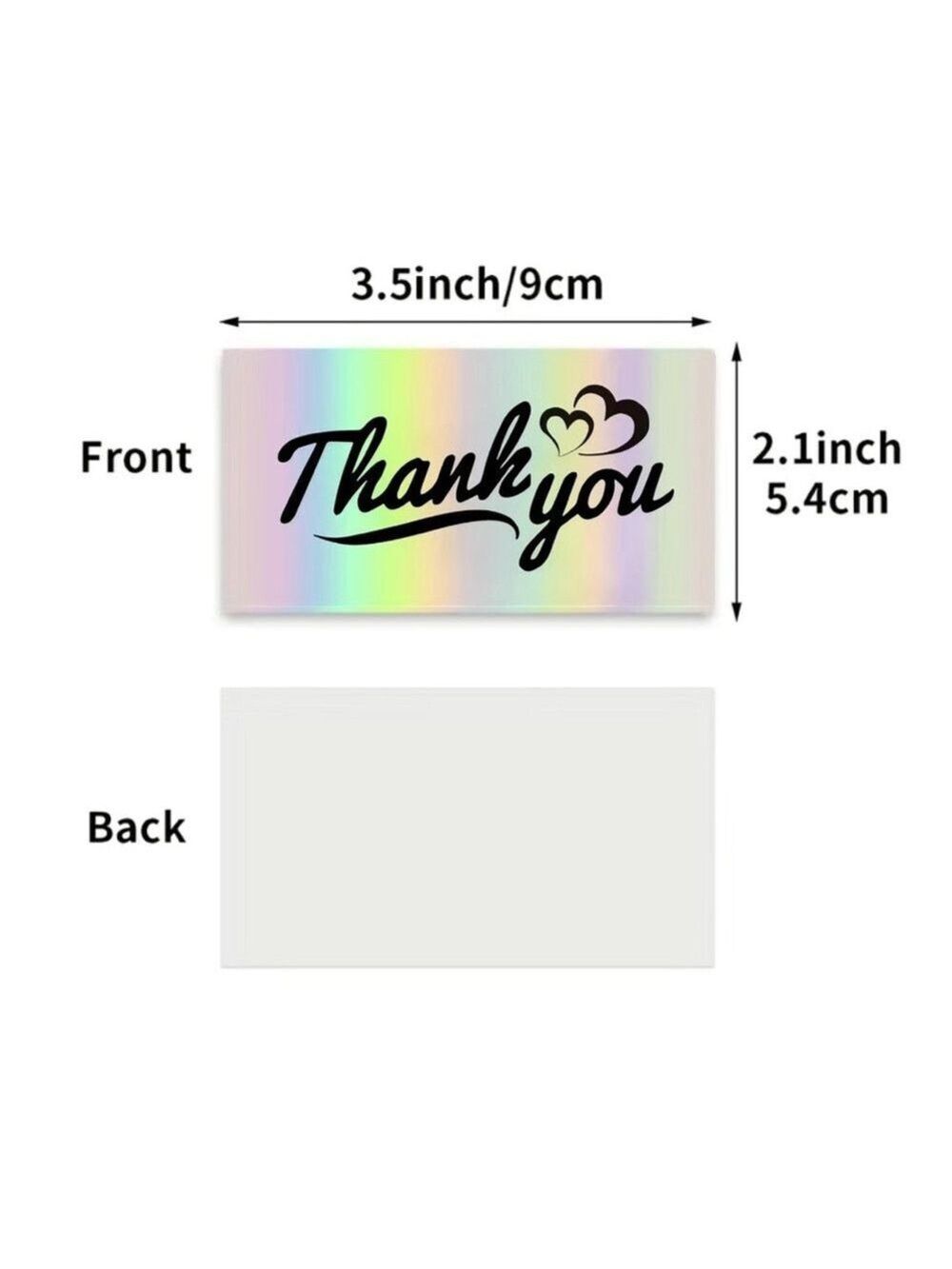 50 Cards Holographic Silver Color Thank You Cards, 3.5''x 2.1'' - Picture 2 of 2